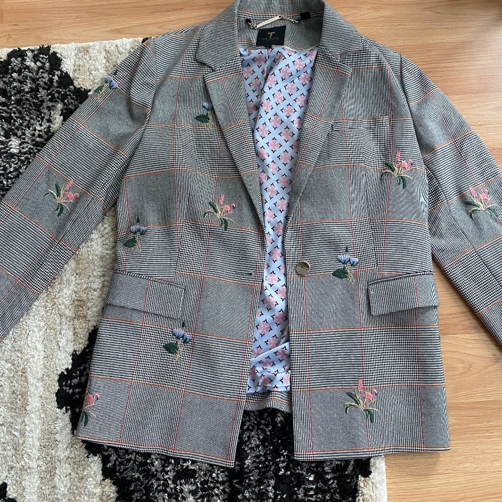 Ted Baker floral plaid blazer